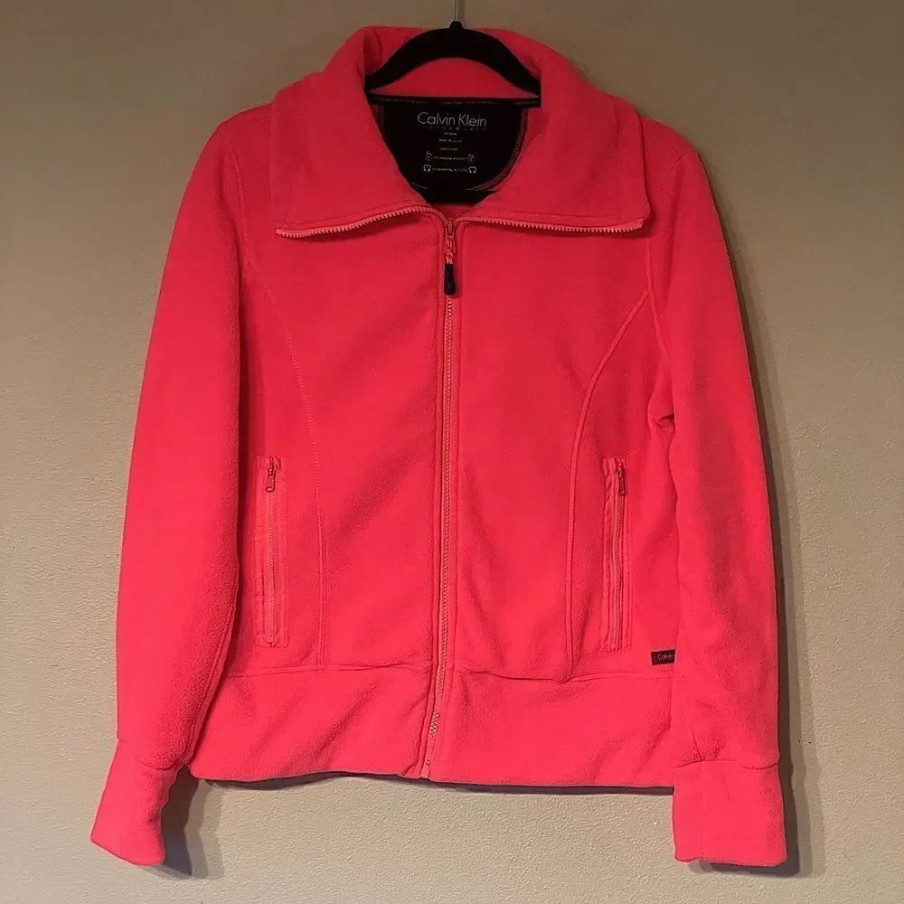 Women’s Calvin Klein Bright Pink, Quick-Dry, Performance Fleece Jacket. Size Med